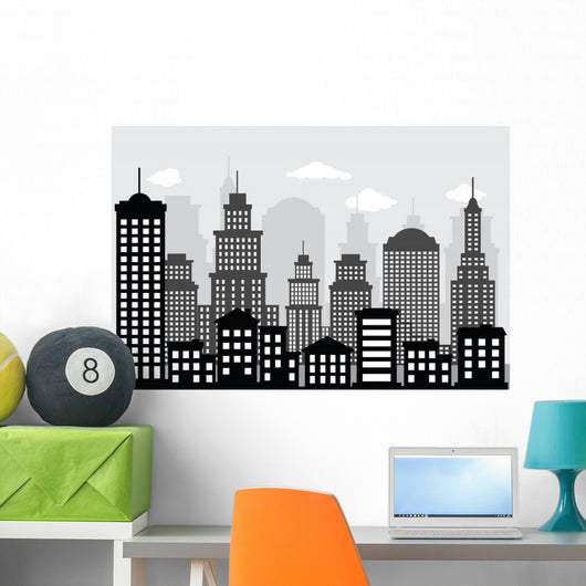 Cityscape (black & white) Wall Mural