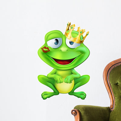 Kissed Frog Prince Wall Decal shown on a wall