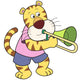 Cartoon Tiger Playing Trombone Wall Decal