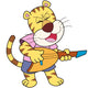 Cartoon Tiger Playing Electric