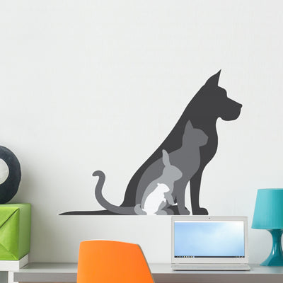 Animal Silhouettes Composition Wall Decal shown on a wall