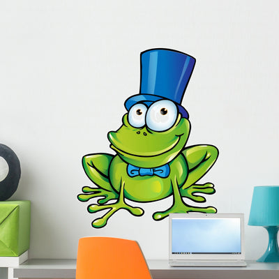 Happy Frog Party Wall Decal shown on a wall