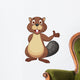 Cute beaver cartoon waving hand Wall Decal