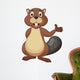 Cute beaver cartoon waving hand Wall Decal