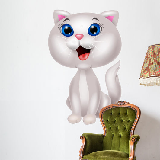 Cute white car sitting Wall Decal