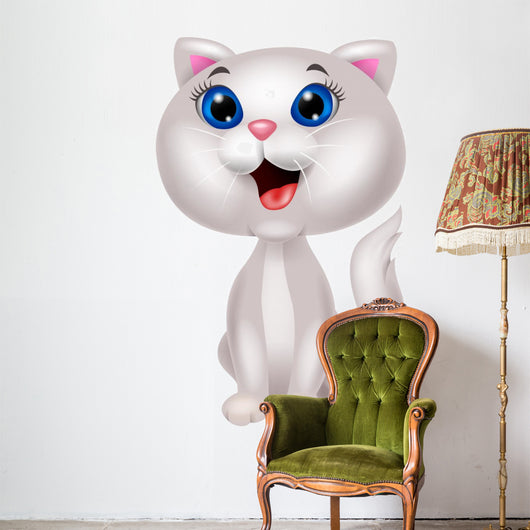 Cute white car sitting Wall Decal