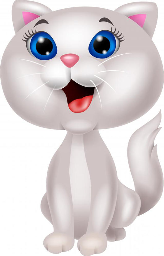 Cute white car sitting Wall Decal