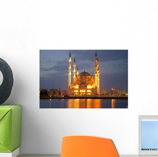 Night Mosque Reflection Wall Mural