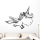 Sketch Doodle Unicorn Pegasus Art Wall Decal