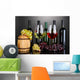 Assortment of wine in glasses and bottles on grey background Wall Mural