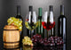 Assortment of wine in glasses and bottles on grey background Wall Mural