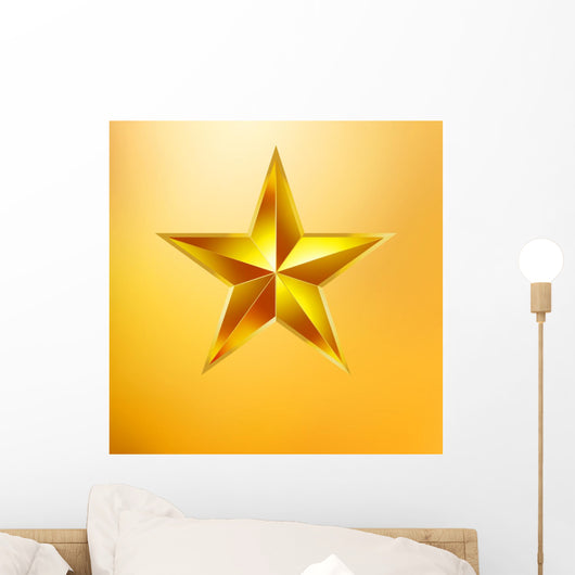 Illustration Gold Star Gold Wall Mural