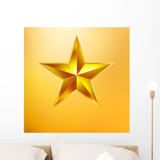 Illustration Gold Star Gold Wall Mural