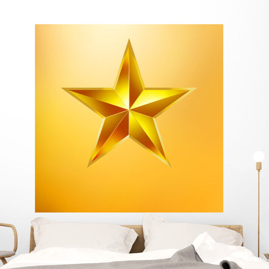 Illustration Gold Star Gold Wall Mural