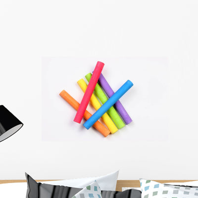 Colored Chalks Overlapped Wall Decal shown on a wall