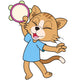 Cartoon Cat Playing a Tambourine Wall Decal