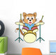 Cartoon Cat Playing Drums Wall Decal