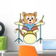 Cartoon Cat Playing Drums Wall Decal