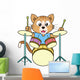Cartoon Cat Playing Drums Wall Decal