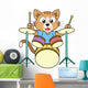 Cartoon Cat Playing Drums Wall Decal