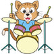 Cartoon Cat Playing Drums Wall Decal