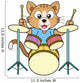 Cartoon Cat Playing Drums Wall Decal