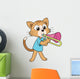 Cartoon Cat Playing Trombone Wall Decal