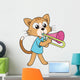 Cartoon Cat Playing Trombone Wall Decal