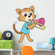 Cartoon Cat Playing Trombone Wall Decal