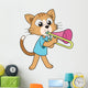Cartoon Cat Playing Trombone Wall Decal