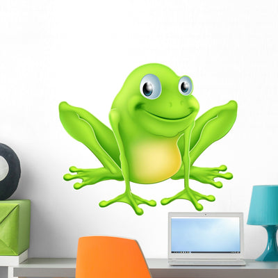 Cartoon Frog Character Wall Decal shown on a wall
