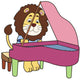 Cartoon Lion Playing Piano Wall Decal