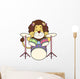 Cartoon Lion Playing Drums Wall Decal