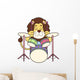 Cartoon Lion Playing Drums Wall Decal