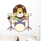 Cartoon Lion Playing Drums Wall Decal