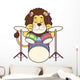 Cartoon Lion Playing Drums Wall Decal