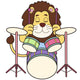 Cartoon Lion Playing Drums Wall Decal