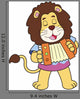 Cartoon Lion Playing Accordion