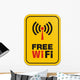 Free Wi-fi Yellow Sign Wall Decal