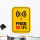Free Wi-fi Yellow Sign Wall Decal