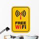 Free Wi-fi Yellow Sign Wall Decal