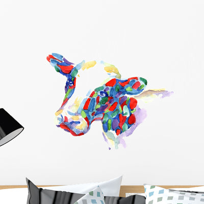 Cow Wall Decal shown on a wall