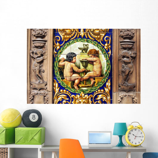 Potters Working Lathe Tiles Wall Mural