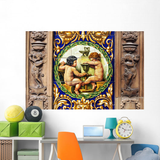 Potters Working Lathe Tiles Wall Mural