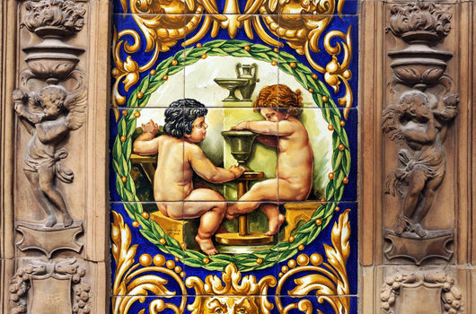 Potters Working Lathe Tiles Wall Mural