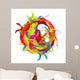 Colored paints splashes circle, isolated on white background Wall Decal