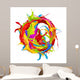 Colored paints splashes circle, isolated on white background Wall Decal