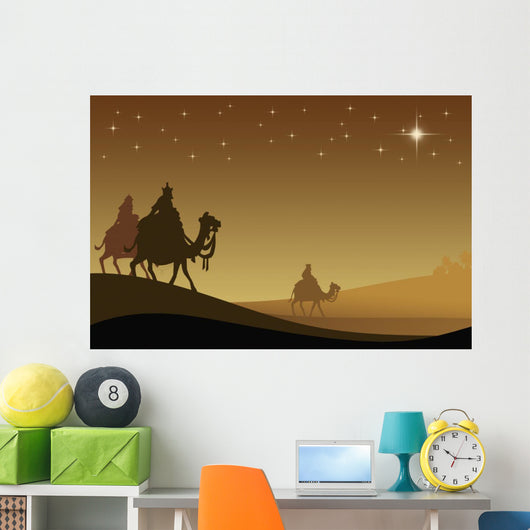 Three wisemans and the star of Bethlehem Wall Mural