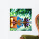 two candles and towels black stones and purple daisy on water Wall Mural