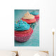Pink and Blue Cupcake Wall Mural